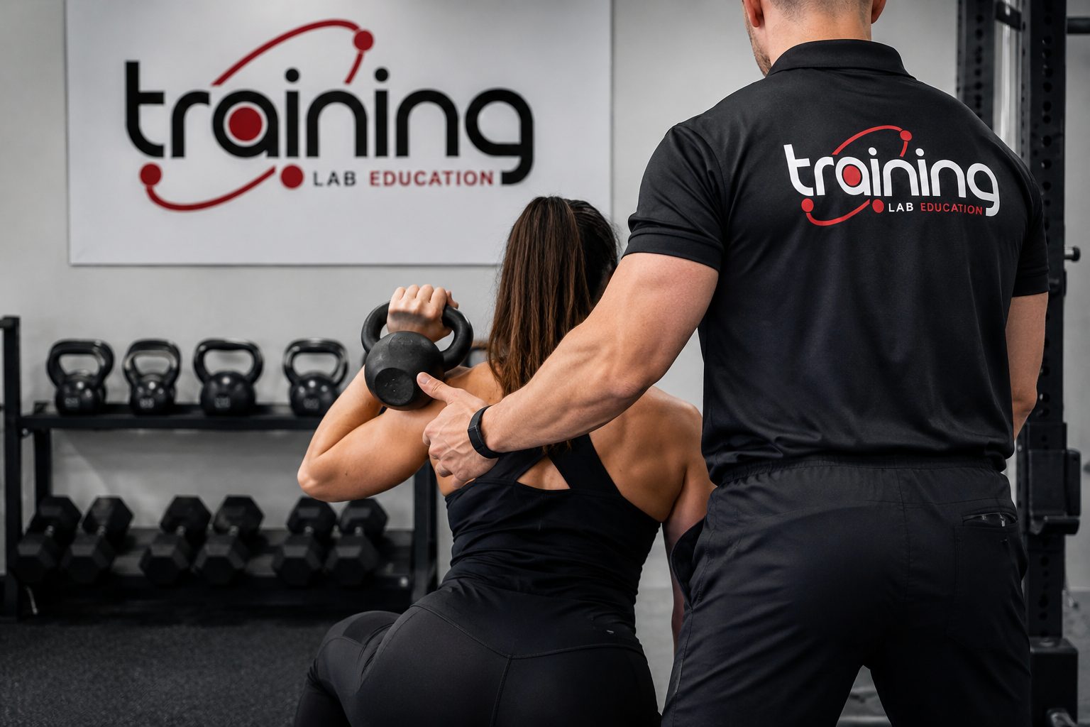 Allenamento funzionale con kettlebell seguito da un istruttore