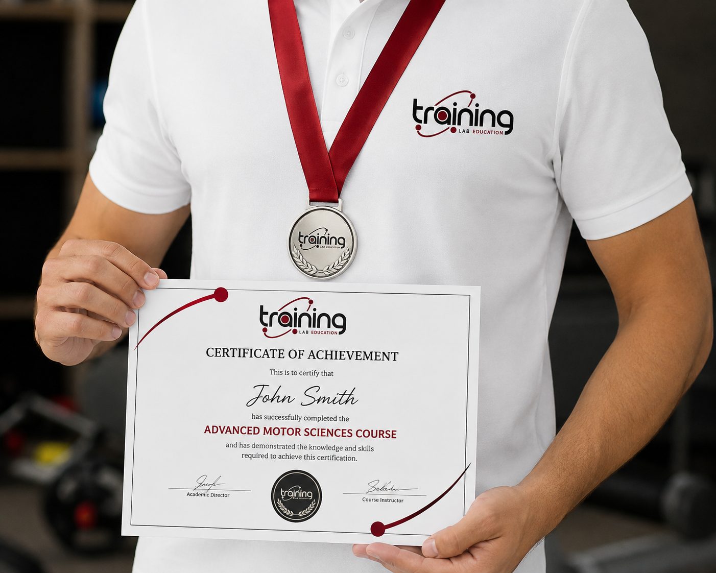 Certificato di partecipazione e medaglia Training Lab Education